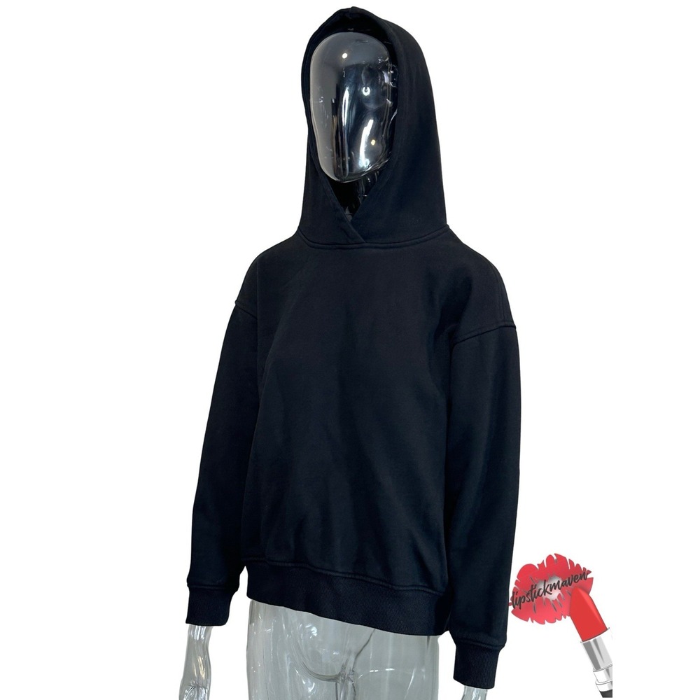 Hudson Jeans Hoodie Women Medium Black Back Cutout Pullover Sweatshirt Basics